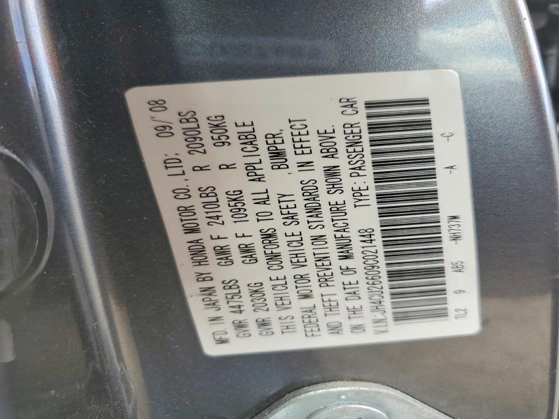 48176986 :رقم المزاد ، JH4CU26609C021448 vin ، 2009 Acura Tsx مزاد بيع