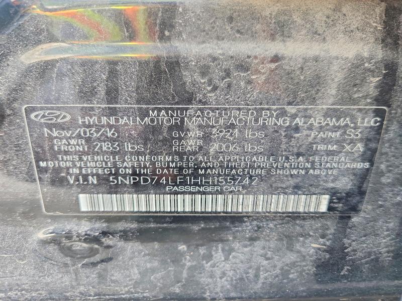 Aukcja sprzedaży 2017 Hyundai Elantra, vin: 5NPD74LF1HH155742, numer aukcji: 50434556