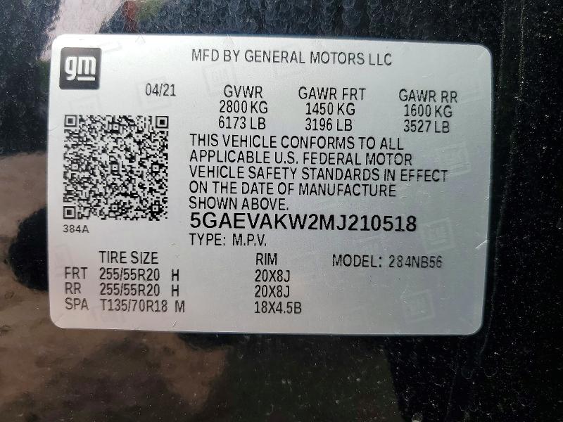 Продаж на аукціоні авто 2021 Buick Enclave, vin: 5GAEVAKW2MJ210518, номер лоту: 47052336
