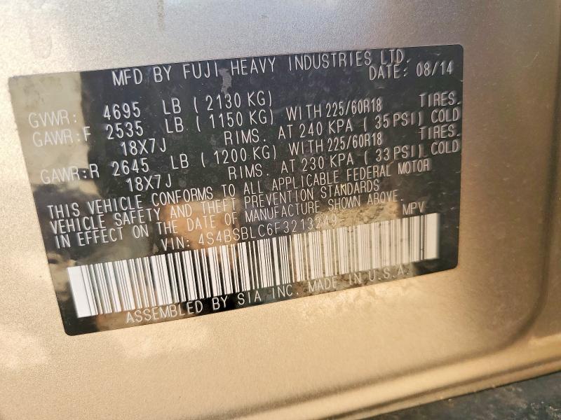 Aukcja sprzedaży 2015 Subaru Outback, vin: 4S4BSBLC6F3213249, numer aukcji: 48189836