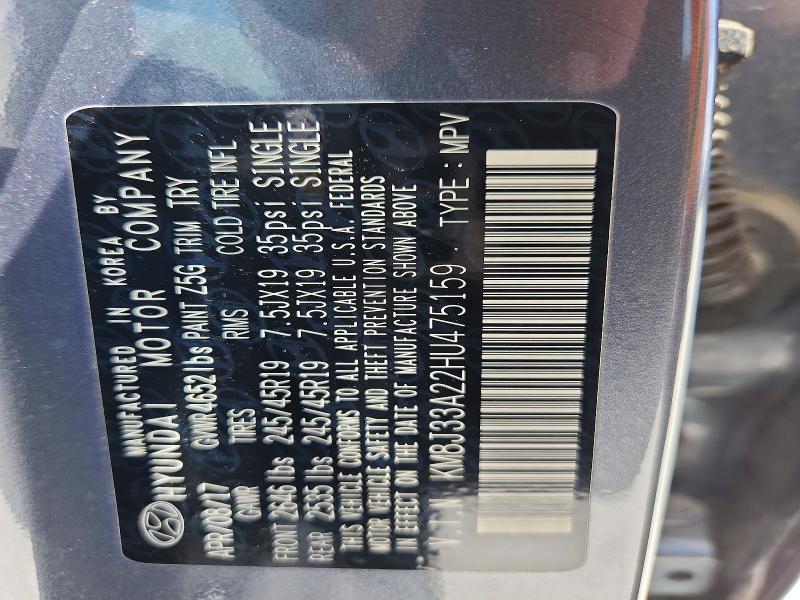 Aukcja sprzedaży 2017 Hyundai Tucson, vin: KM8J33A22HU475159, numer aukcji: 51315916