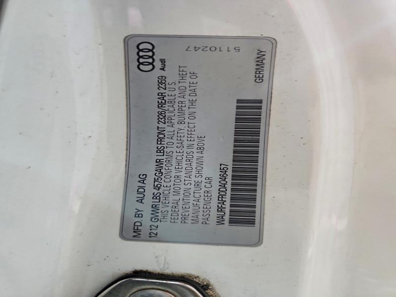 50309546 :رقم المزاد ، WAURFAFR0DA046457 vin ، 2013 Audi A5 مزاد بيع
