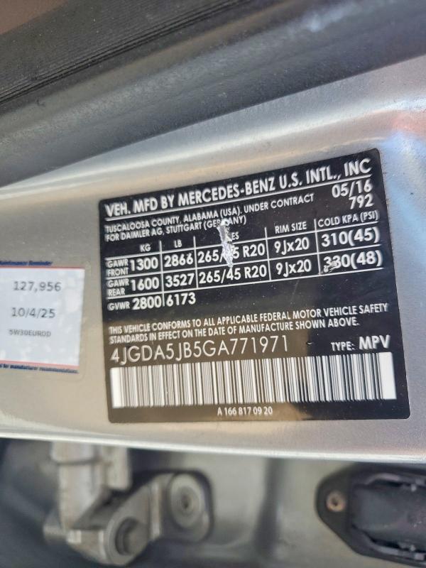 Продажа на аукционе авто 2016 Mercedes-benz Gle, vin: 4JGDA5JB5GA771971, номер лота: 50314236