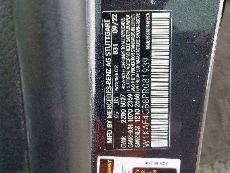 50471996 :رقم المزاد ، W1KAF4GB8PR081939 vin ، 2023 Mercedes-benz C مزاد بيع