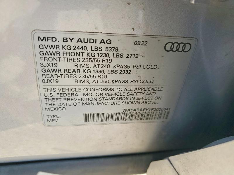 2023 Audi Q5 მანქანა იყიდება აუქციონზე, vin: WA1ABAFY1P2025841, აუქციონის ნომერი: 48991016
