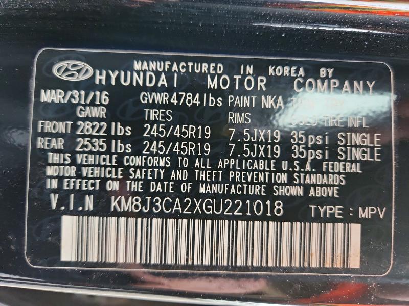 2016 Hyundai Tucson მანქანა იყიდება აუქციონზე, vin: KM8J3CA2XGU221018, აუქციონის ნომერი: 51696106