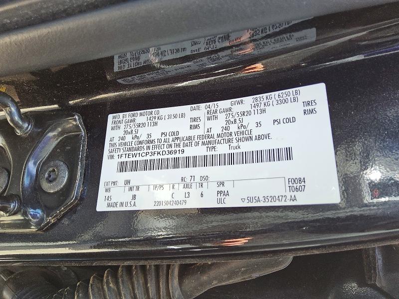 Aukcja sprzedaży 2015 Ford F150, vin: 1FTEW1CP3FKD36919, numer aukcji: 51084416