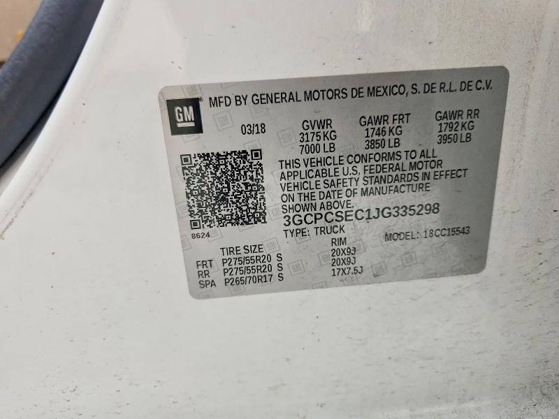 51028426 :رقم المزاد ، 3GCPCSEC1JG335298 vin ، 2018 Chevrolet Silverado مزاد بيع