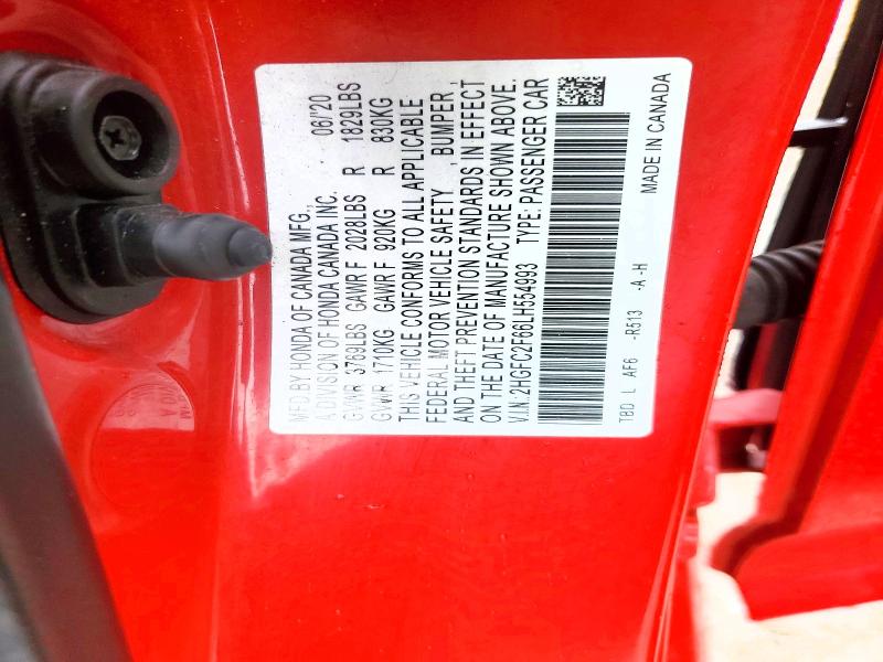 Продажа на аукционе авто 2020 Honda Civic, vin: 2HGFC2F66LH554993, номер лота: 47898036