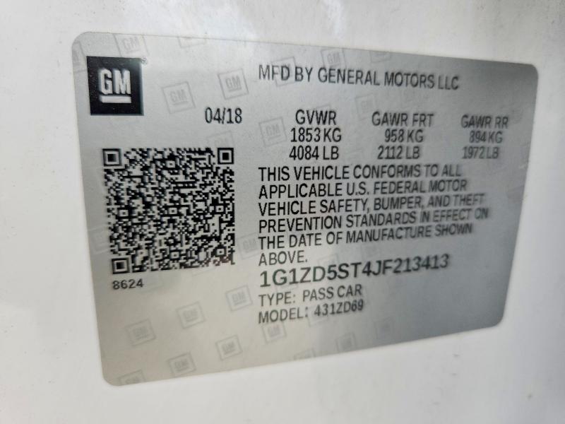 Aukcja sprzedaży 2018 Chevrolet Malibu, vin: 1G1ZD5ST4JF213413, numer aukcji: 49278526