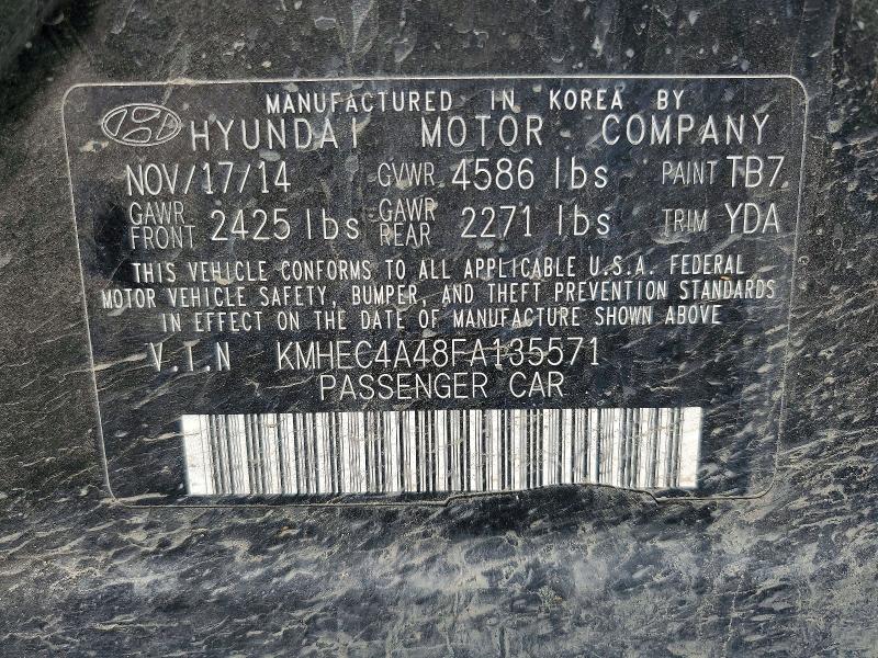 2015 Hyundai Sonata Hybrid მანქანა იყიდება აუქციონზე, vin: KMHEC4A48FA135571, აუქციონის ნომერი: 51637286
