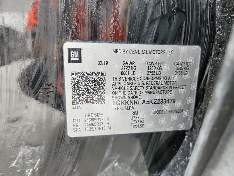 51083946 :رقم المزاد ، 1GKKNKLA5KZ233479 vin ، 2019 Gmc Acadia مزاد بيع