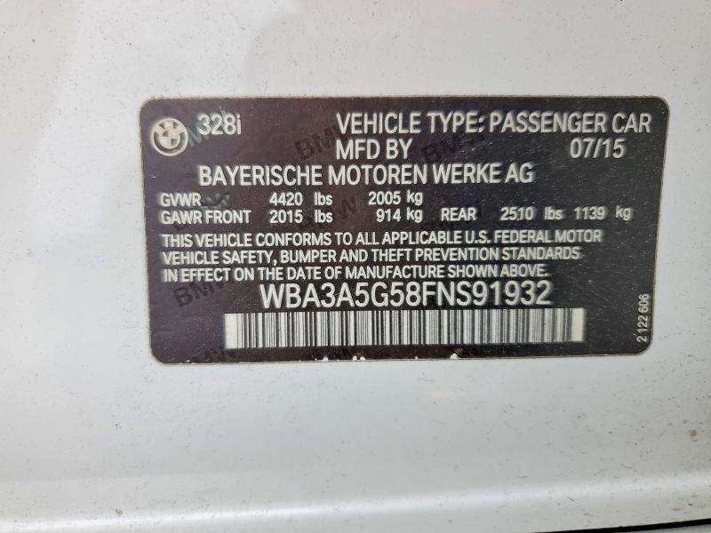Продаж на аукціоні авто 2015 Bmw 328, vin: WBA3A5G58FNS91932, номер лоту: 51121176