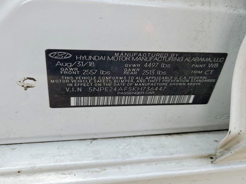 2019 Hyundai Sonata მანქანა იყიდება აუქციონზე, vin: 5NPE24AF5KH736447, აუქციონის ნომერი: 48680396