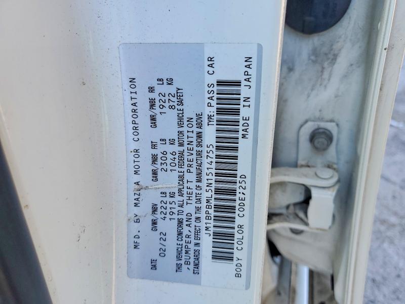 Aukcja sprzedaży 2022 Mazda 3, vin: JM1BPBML5N1514755, numer aukcji: 49154856