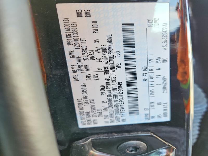 2018 Ford F150 მანქანა იყიდება აუქციონზე, vin: 1FTEW1EP3JFD50849, აუქციონის ნომერი: 51168226