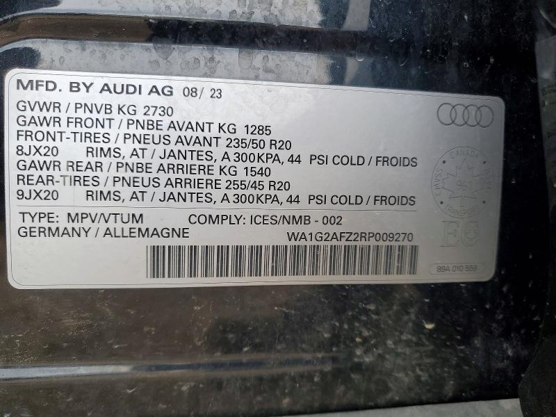 45865656 :رقم المزاد ، WA1G2AFZ2RP009270 vin ، 2024 Audi Q4 E-tron مزاد بيع