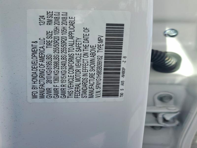 Продажа на аукционе авто 2025 Honda Pilot, vin: 5FNYG1H98SB099162, номер лота: 51304906