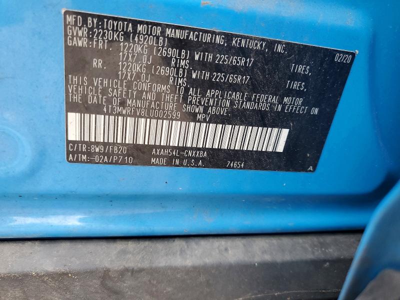 Aukcja sprzedaży 2020 Toyota Rav4, vin: 4T3MWRFV8LU002599, numer aukcji: 51533046