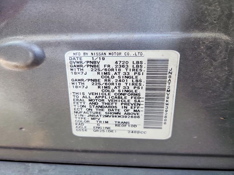 Aukcja sprzedaży 2019 Nissan Rogue, vin: JN8AT2MV9KW392686, numer aukcji: 49069716