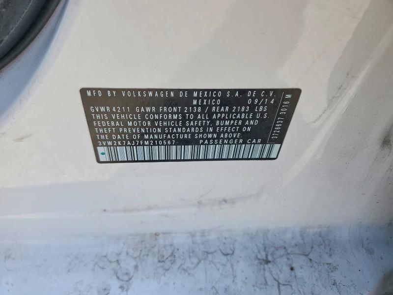 Продажа на аукционе авто 2015 Volkswagen Jetta, vin: 3VW2K7AJ7FM210567, номер лота: 50700966