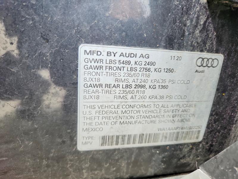 Aukcja sprzedaży 2021 Audi Q5, vin: WA1AAAFY4M2033253, numer aukcji: 49327656