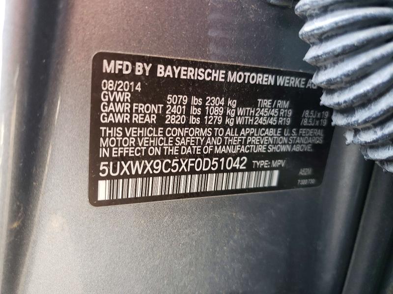 51830556 :رقم المزاد ، 5UXWX9C5XF0D51042 vin ، 2015 Bmw X3 مزاد بيع