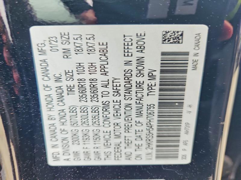 Продаж на аукціоні авто 2023 Honda Cr-v, vin: 2HKRS5H54PH706755, номер лоту: 51828976