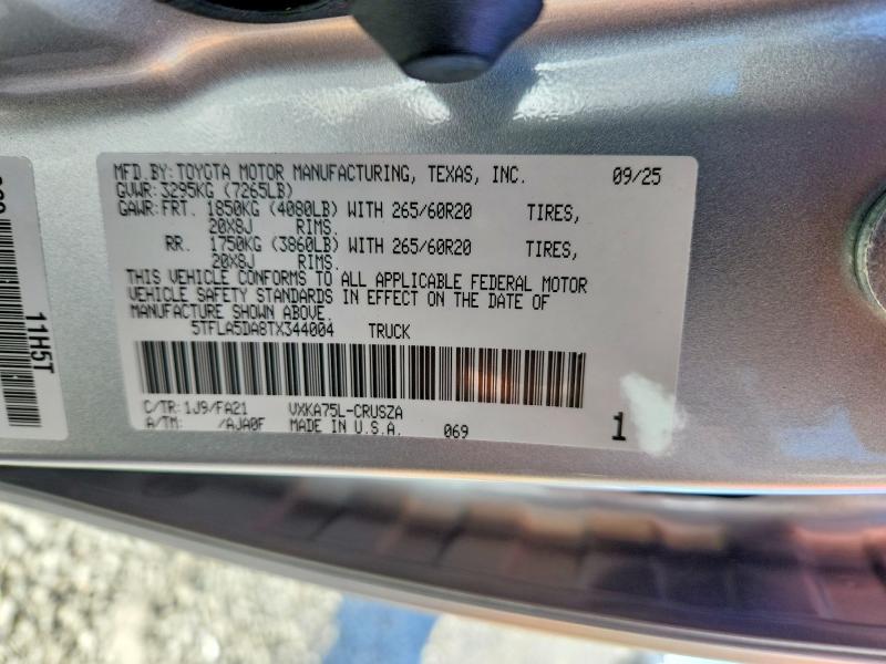 Aukcja sprzedaży 2026 Toyota Tundra, vin: 5TFLA5DA8TX344004, numer aukcji: 50518046