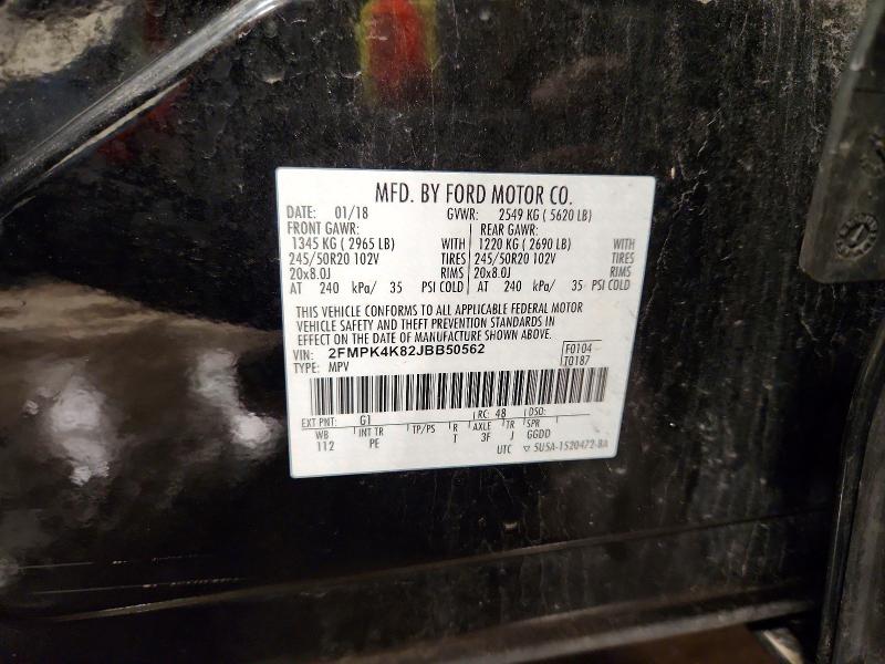 Aukcja sprzedaży 2018 Ford Edge, vin: 2FMPK4K82JBB50562, numer aukcji: 51639866