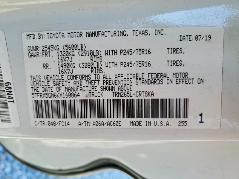 Продажа на аукционе авто 2019 Toyota Tacoma, vin: 5TFRX5GN6KX160864, номер лота: 48021626