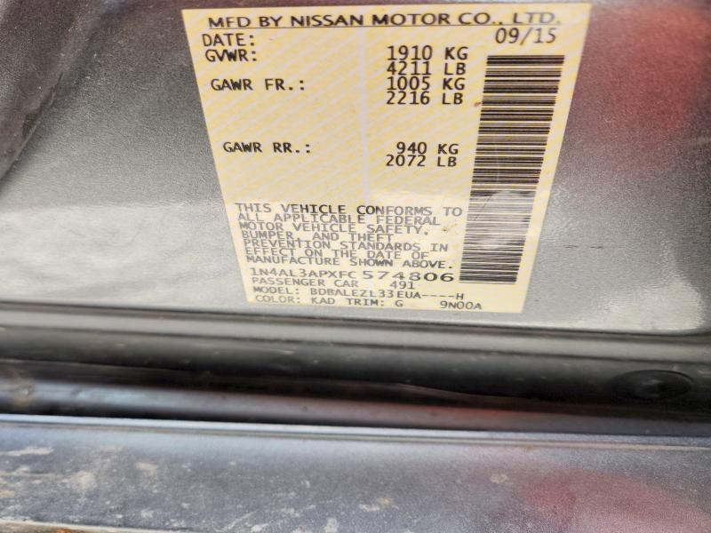 Продажа на аукционе авто 2015 Nissan Altima, vin: 1N4AL3APXFC574806, номер лота: 47727436