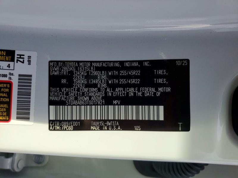 50979496 :رقم المزاد ، 5TDABAB63TS017821 vin ، 2026 Lexus Tx 500h مزاد بيع