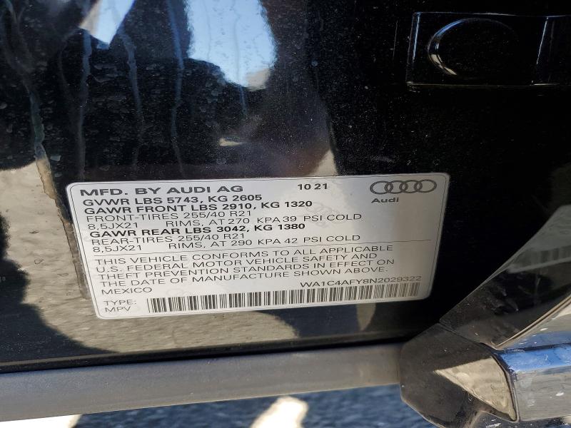 Продажа на аукционе авто 2022 Audi Sq5, vin: WA1C4AFY8N2029322, номер лота: 49744716