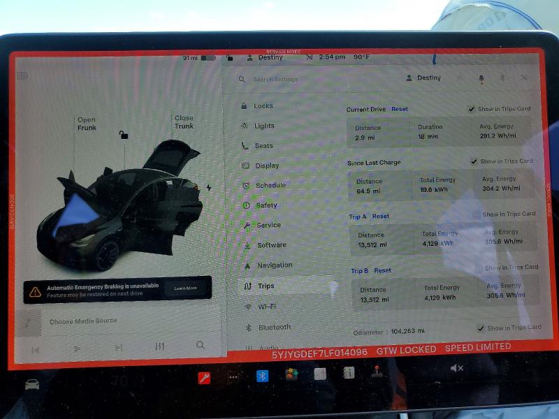 51814306 :رقم المزاد ، 5YJYGDEF7LF014096 vin ، 2020 Tesla Model Y مزاد بيع