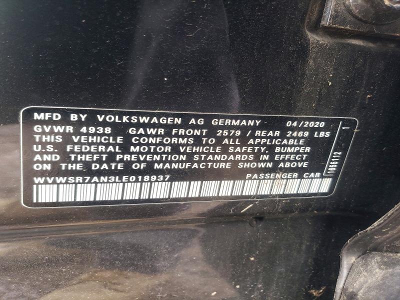Aukcja sprzedaży 2020 Volkswagen Arteon, vin: WVWSR7AN3LE018937, numer aukcji: 52060896