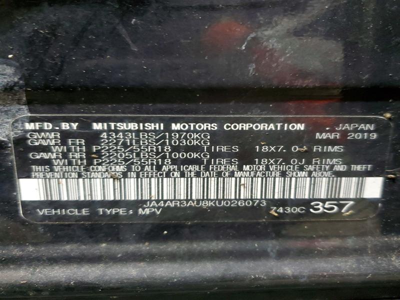 48092826 :رقم المزاد ، JA4AR3AU8KU026073 vin ، 2019 Mitsubishi Outlander Sport مزاد بيع