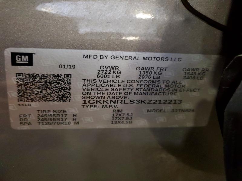 Auction sale of the 2019 Gmc Acadia, vin: 1GKKNRLS3KZ212213, lot number: 50044256