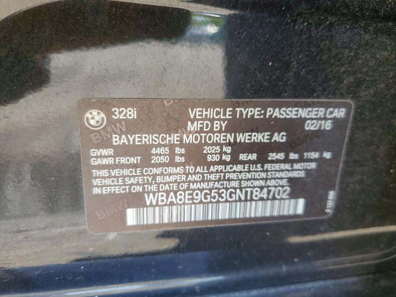 Продажа на аукционе авто 2016 Bmw 328, vin: WBA8E9G53GNT84702, номер лота: 50171826