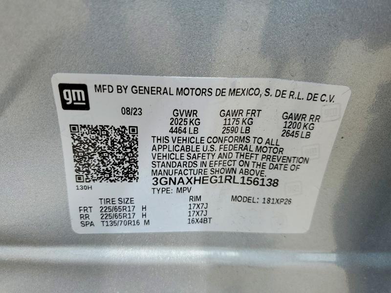51343316 :رقم المزاد ، 3GNAXHEG1RL156138 vin ، 2024 Chevrolet Equinox مزاد بيع