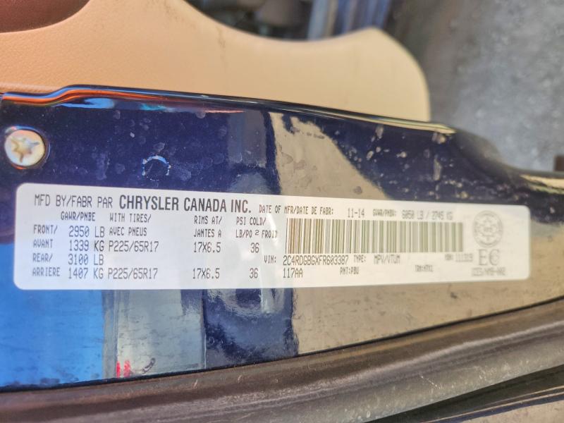 2015 Dodge Grand Caravan მანქანა იყიდება აუქციონზე, vin: 2C4RDGBGXFR603387, აუქციონის ნომერი: 51638656
