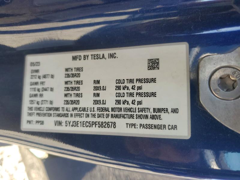 50395866 :رقم المزاد ، 5YJ3E1EC5PF582678 vin ، 2023 Tesla Model 3 مزاد بيع