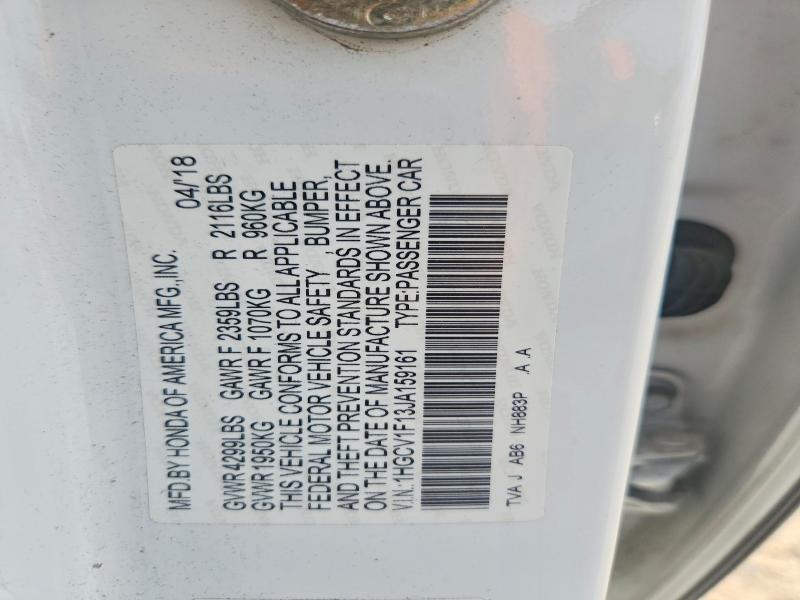 Продажа на аукционе авто 2018 Honda Accord, vin: 1HGCV1F13JA159161, номер лота: 50845896