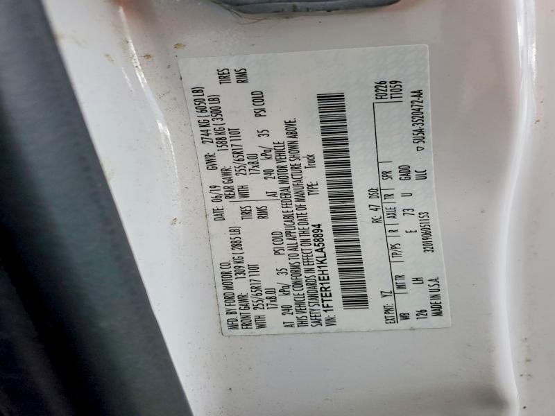51575226 :رقم المزاد ، 1FTER1EH1KLA58894 vin ، 2019 Ford Ranger مزاد بيع