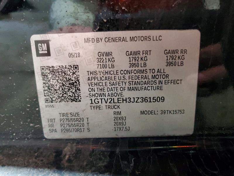 Продаж на аукціоні авто 2018 Gmc Sierra, vin: 1GTV2LEH3JZ361509, номер лоту: 48803876