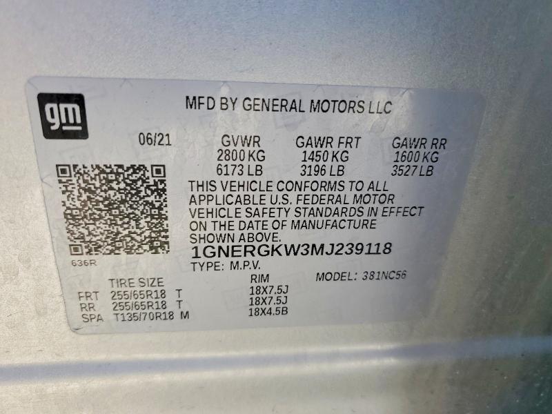 Продажа на аукционе авто 2021 Chevrolet Traverse, vin: 1GNERGKW3MJ239118, номер лота: 50660786