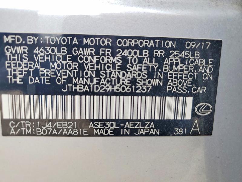 Продажа на аукционе авто 2017 Lexus Is, vin: JTHBA1D29H5061237, номер лота: 50804836