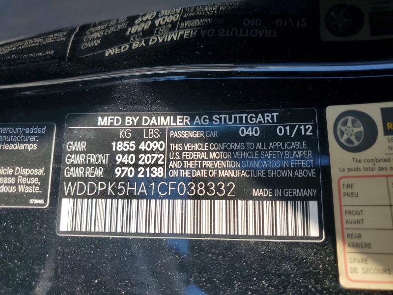Aukcja sprzedaży 2012 Mercedes-benz Slk, vin: WDDPK5HA1CF038332, numer aukcji: 49739496