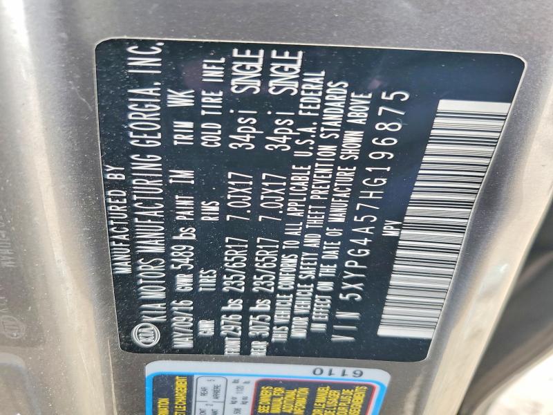 Продаж на аукціоні авто 2017 Kia Sorento, vin: 5XYPG4A57HG196875, номер лоту: 51031626