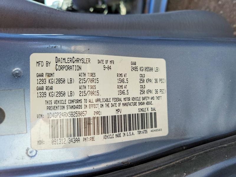 49337956 :رقم المزاد ، 1D4GP24RX5B259057 vin ، 2005 Dodge Grand Caravan مزاد بيع